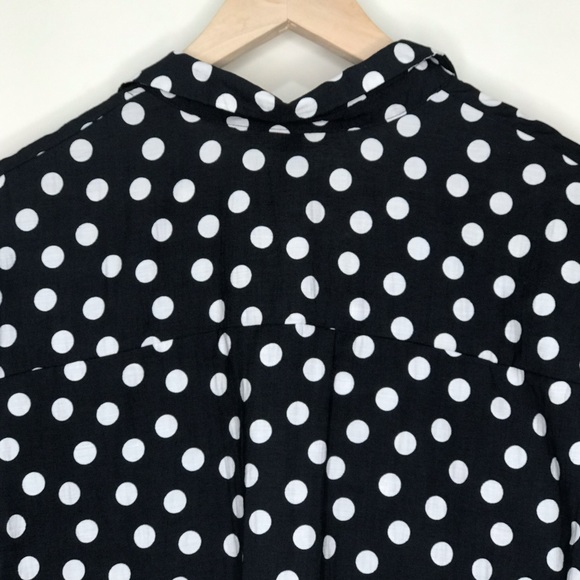 SOLD Zara Navy Dot Print Boxy Crop Shirt Top XS - Picture 7 of 11